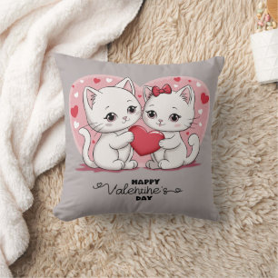 Coussin Caricature mignonne Amoureux de les chats Coeurs S