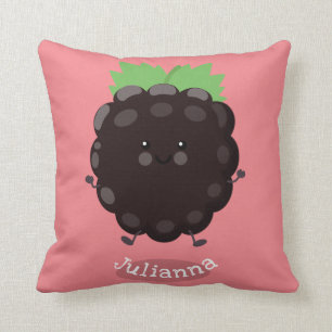 Coussin Caricature mignonne de mûre mauve de mûre mûre mau