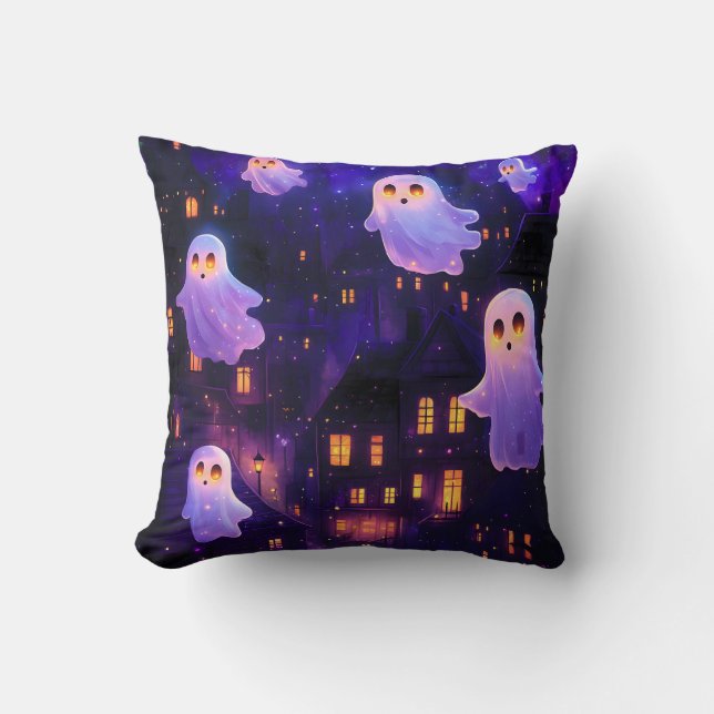 Coussin Caricature mignonne Halloween Fantômes de vol de m (Recto)