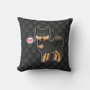Coussin Caricature Noire Et Tan Shiba Inu Love