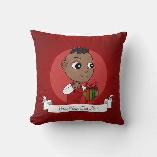 Coussin Caricature pour bébé afro-américain de Noël