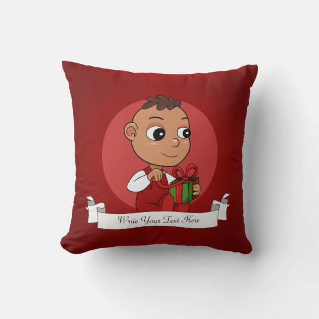 Coussin Caricature pour bébé de Noël hispanique mignon (Recto)