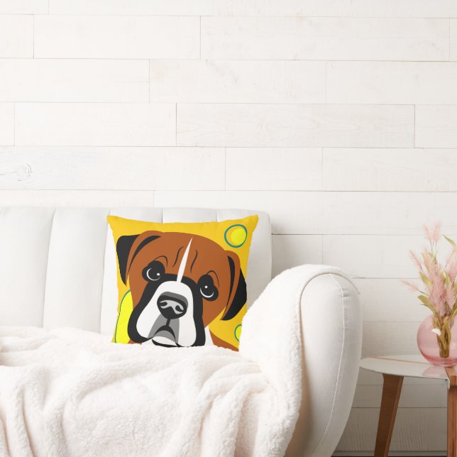 Coussin Caricature pour chien de boîte à visage triste (Canapé)