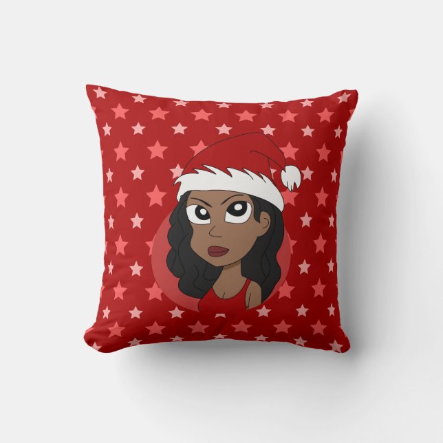 Coussin Caricature pour fille de Noël (Recto)