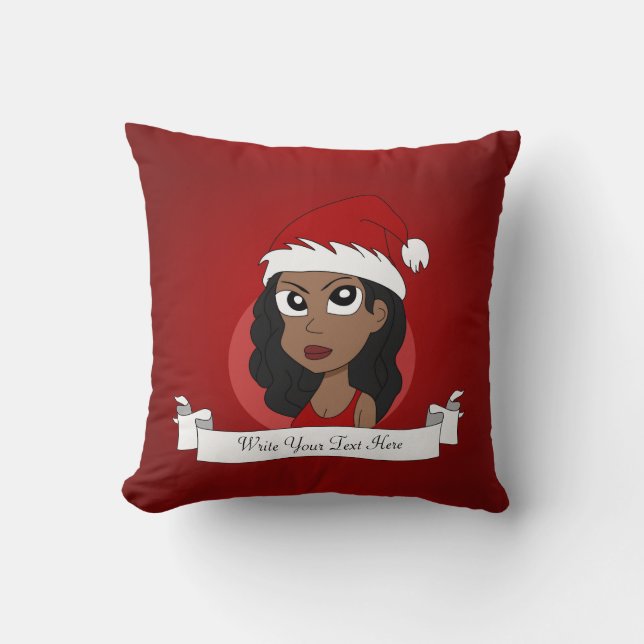 Coussin Caricature pour fille de Noël Lancer l'oreiller (Recto)