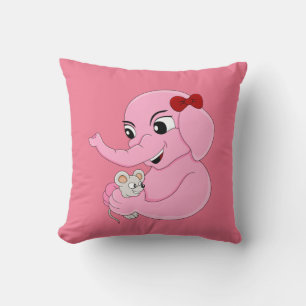 Coussin Caricature pour fille éléphante mignonne lancer or
