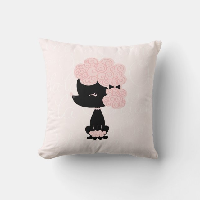 Coussin Caricature rose mignonne caniche (Recto)
