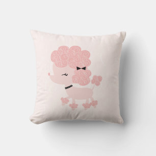 Coussin Caricature rose mignonne caniche
