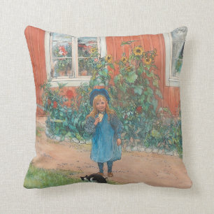 Coussin Carl Larsson - Brita avec un chat