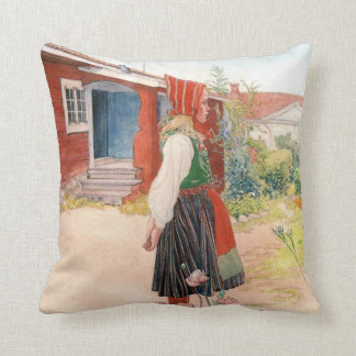 Coussin Carl Larsson devant la maison suédoise de Falun