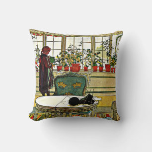 Coussin Carl Larsson - Fleurs sur un rebord de fenêtre, be