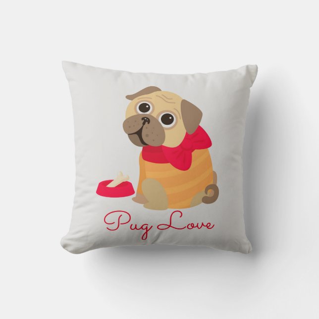 Coussin Carlin Aimer mignon chien carlin animal (Recto)