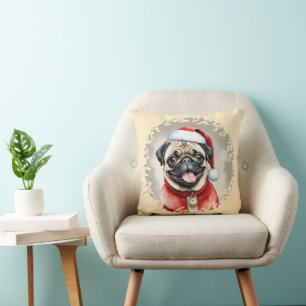 Coussin Carlin avec tenue du Père Noël - Noël 1