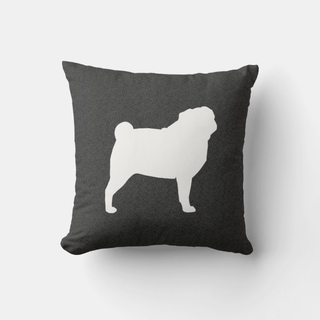 Coussin Carlin blanc Silhouette Gris de fusain| Amoureux d (Recto)