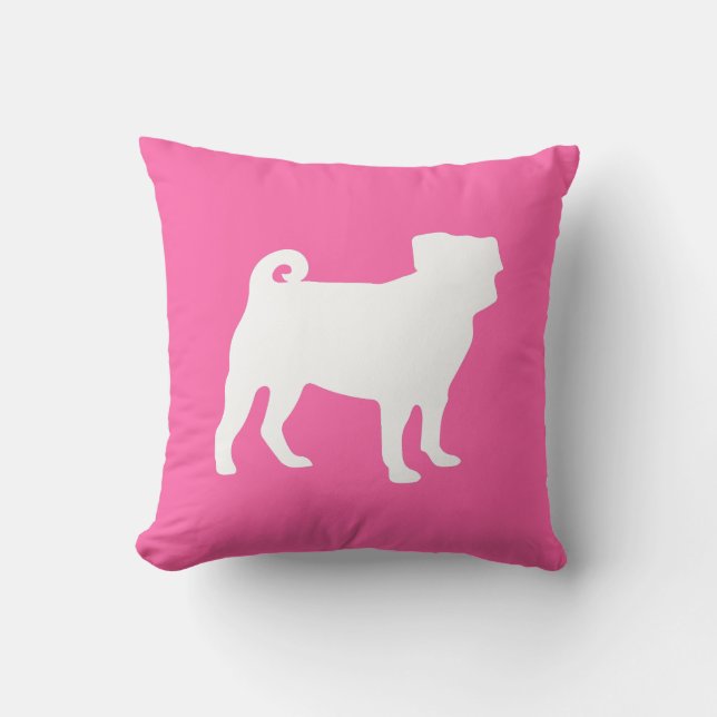 Coussin Carlin chien Baby shower rose chiot fille (Recto)