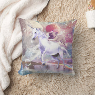 Coussin Carlin de galaxie arc-en-ciel équitation licorne d