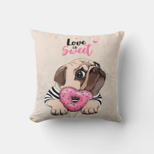 Coussin Carlin Dog Love Is Sweet Gift, Carlin Lover Idée c