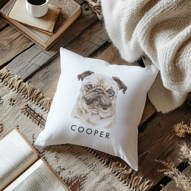 Coussin Carlin personnalisé Chien race Nom du chien Amoure (Créateur téléchargé)