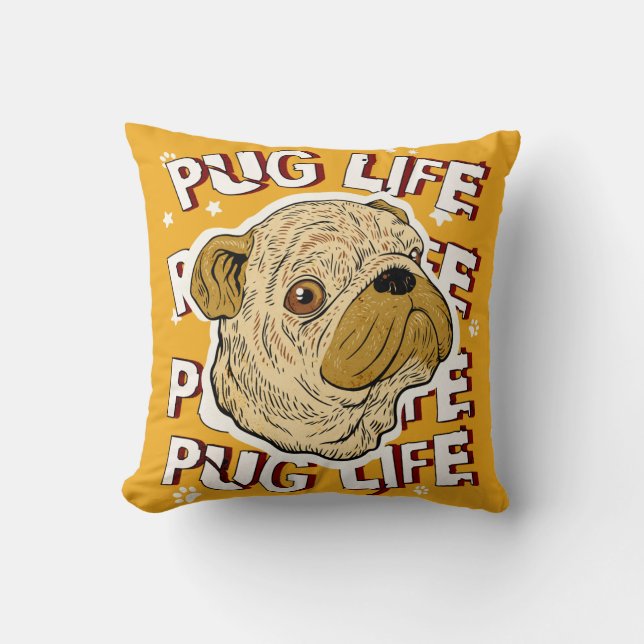Coussin Carlin Vie Animal Chien (Recto)