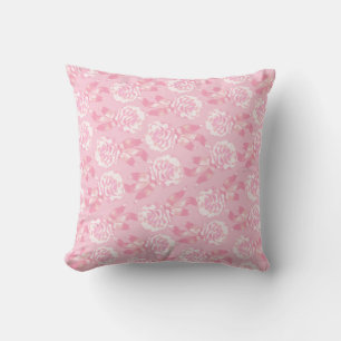 Coussin Carnation floral damassé doux de lancer rose