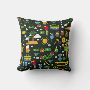 Coussin Carnaval brésilien, texture vintage plate.