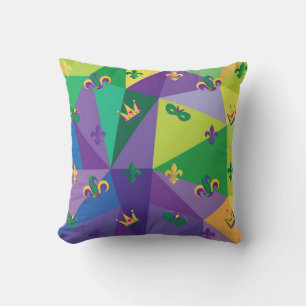 Coussin Carnaval de Mardi Gras Arlequin Fleur de Lis Diamo