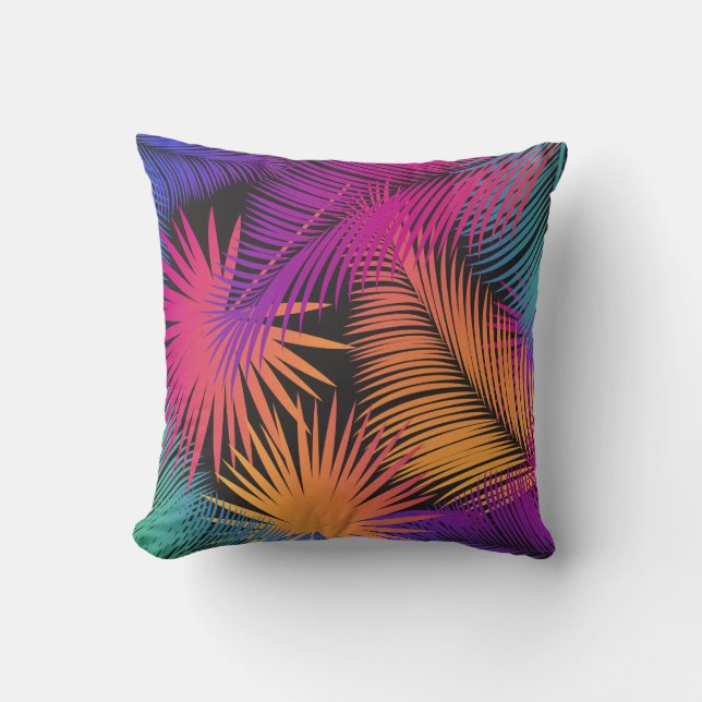 Coussin Carnaval Tropical Palm Feuille Motif aquarelle (Recto)