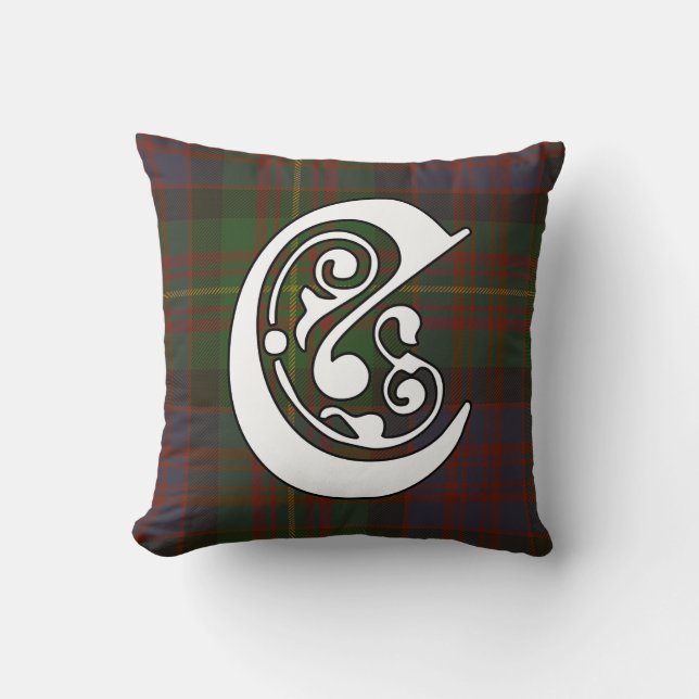 Coussin Carnegie Clan Tartan Monogramme (Recto)