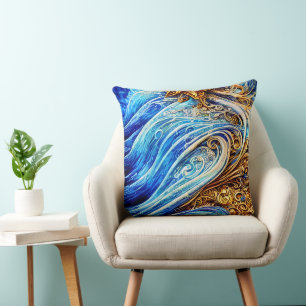 Coussin Carnet moderne Blue Ocean Waves