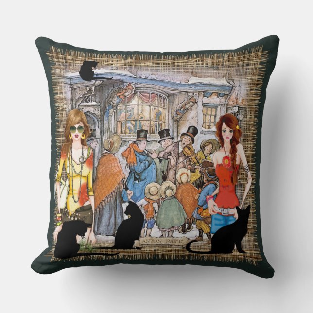 Coussin Carol Singers dans le vieux Amsterdam (Recto)