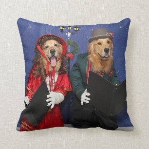 Coussin Carolers de Noël de golden retriever