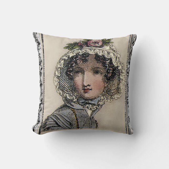 Coussin Caroline, Jane Austen a inspiré noir, romantique (Recto)