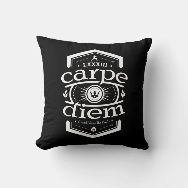 Coussin Carpe Diem - carreau carré - noir (Recto)