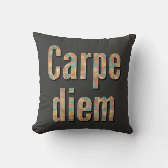 Coussin Carpe diem Saisir le jour Géométrique Noir (Recto)