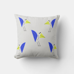 Coussin carré à motif d'oiseau fabriqué à la main 