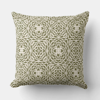 Coussin carré à motif géométrique olive floral