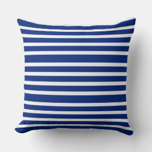 Coussin Carré à rayures bleu et blanc de la marine