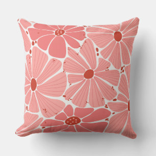 Coussin Carré Arrière - plan à fleurs rose et rouge illust
