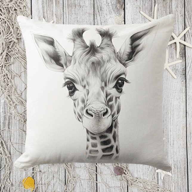 Coussin carré bébé girafe noir et blanc à jeter (Créateur téléchargé)