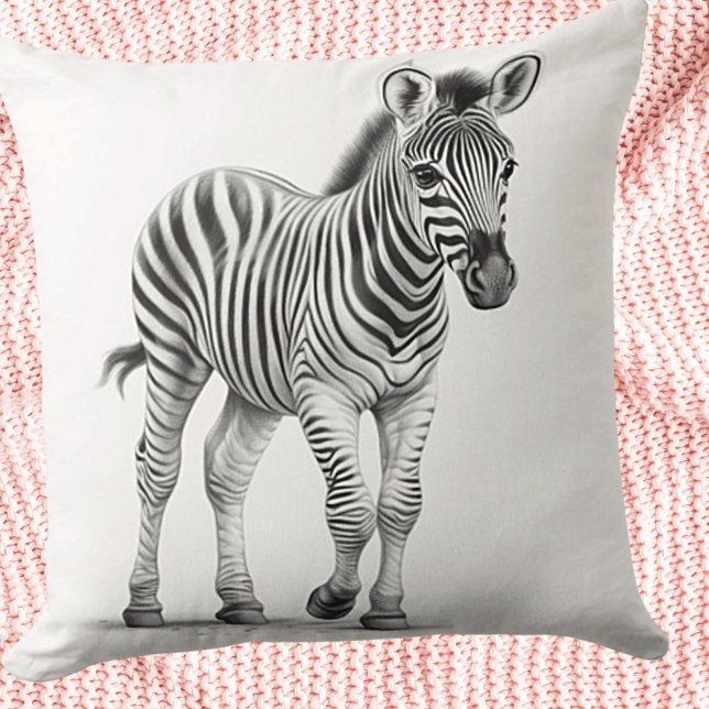 Coussin carré bébé zèbre noir et blanc (Créateur téléchargé)