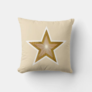 Coussin carré blanc "Gold" Star crème blanche dos