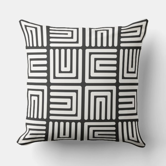 Coussin Carré blanc gris charbon (Recto)