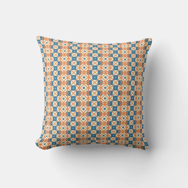 Coussin Carré bleu et orange (Recto)