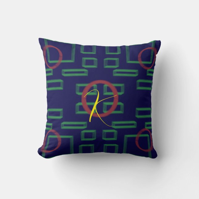 Coussin Carré bleu géométrique (Recto)