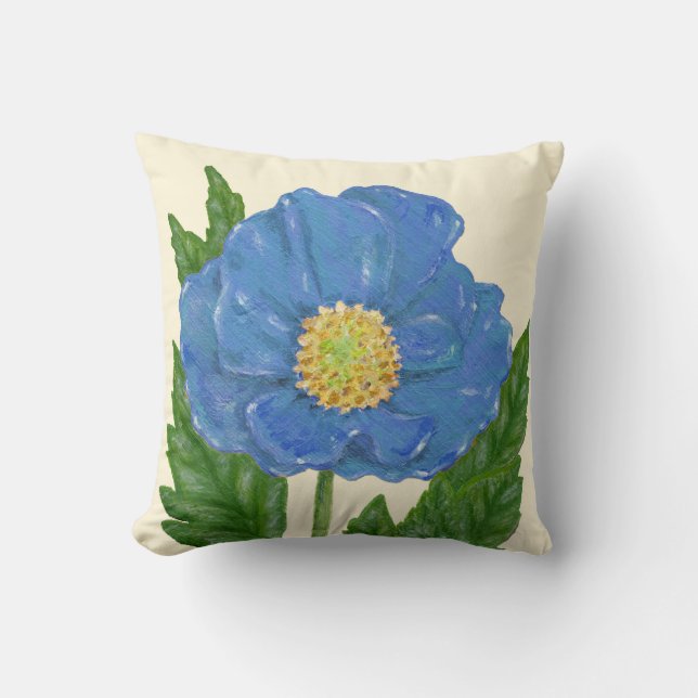 Coussin carré Blue Poppy (Recto)