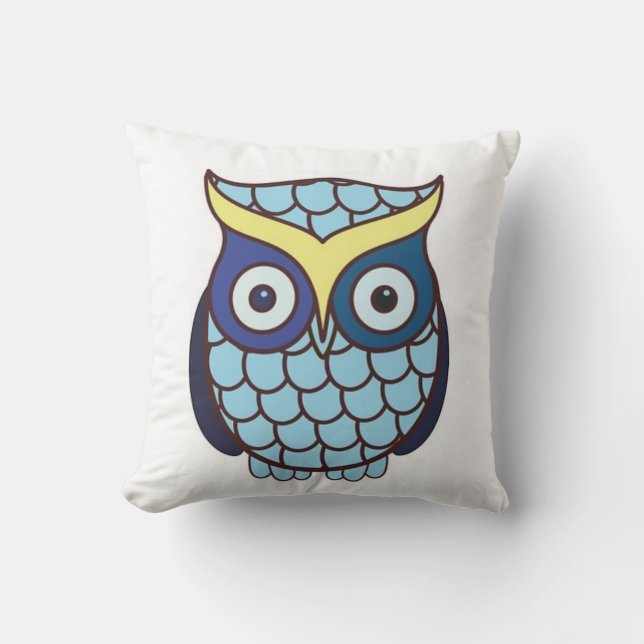 Coussin Carré cadeau de la Chouette bleue (Recto)