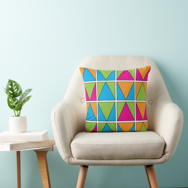 Coussin Carré coloré Triangle Géométrique (Chaise)