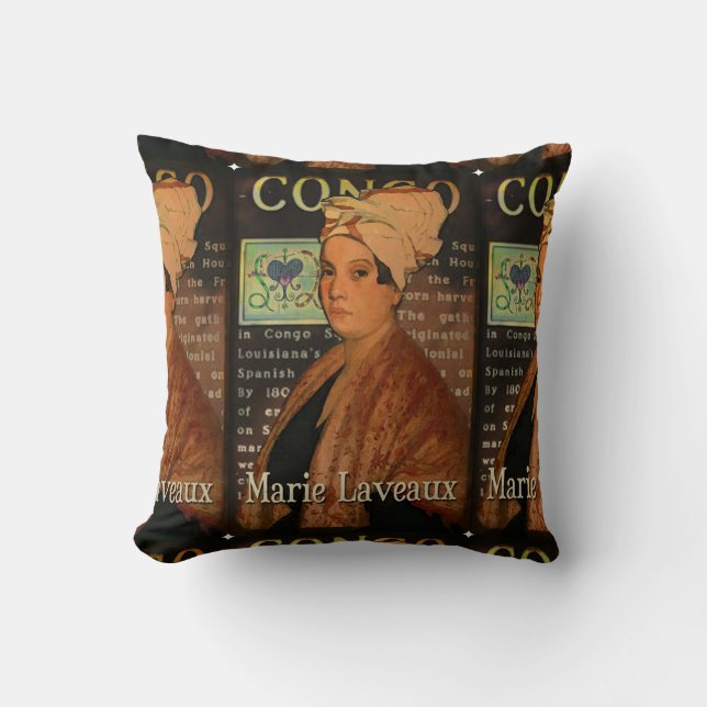 Coussin carré d'art de Marie Laveau Congo (Recto)