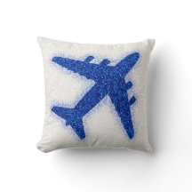 coussin carré d'avion bleu parties scintillant