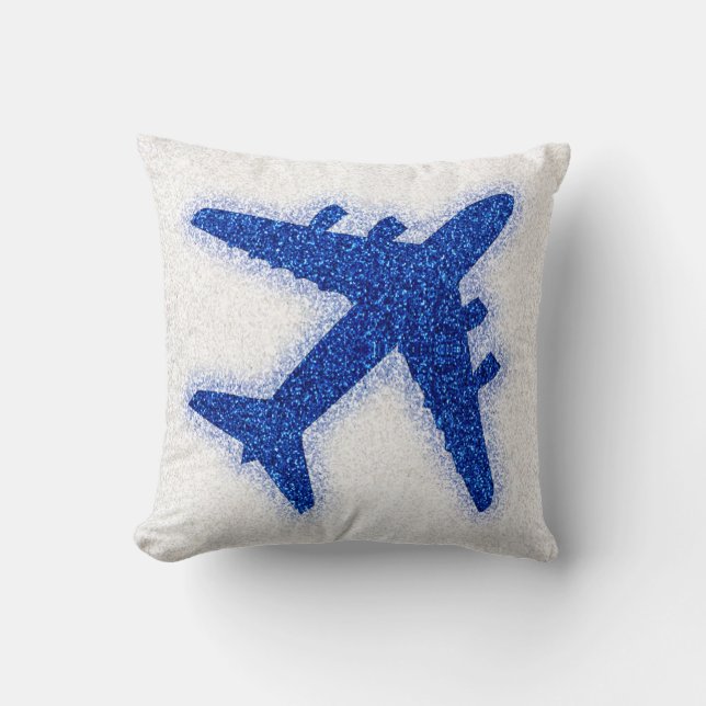 coussin carré d'avion bleu parties scintillant (Recto)